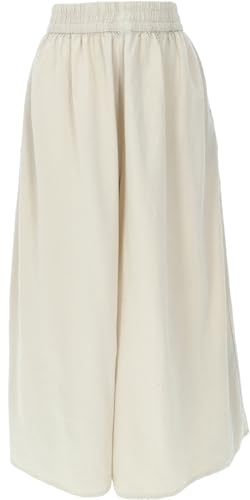 Palazzohose Boho, Baumwolle, Damen, weite Marlene, Schlaghose, naturweiß, M