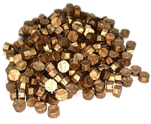 Sello de cera octogonal de cera, 500 cuentas de cera selladora, para sellos vintage y cartas, invitaciones, tarjetas, paquete de regalo (bronce antiguo, 500)