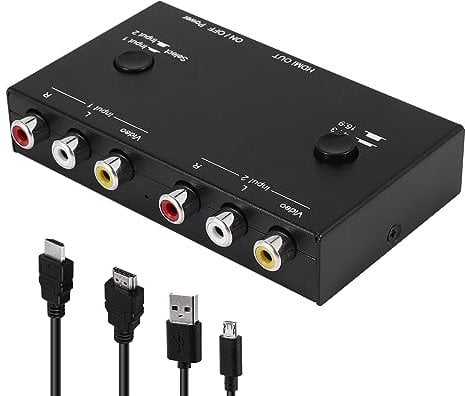 Niukuyu Dual Ports to Converter 1080P Composite AV to Converter, adapter for N64 Camera PC PS1 PS2 TV STB DVD VCR Supporting PAL/NTSC