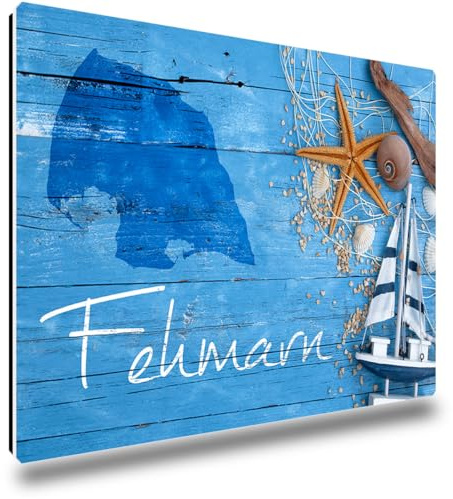 TRIOSK Kühlschrankmagnete Ostsee Magnet Insel Fehmarn Spruch Souvenir Geschenk Maritim für Reiselustige Frauen Männer Ostseeliebhaber Kühlschrank stark eckig groß 85x55 mm