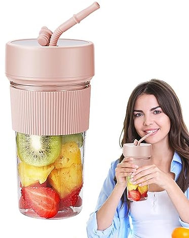 Dirfuny Fresh Juice - Licuadora portátil rápida, 350 ml, recargable por USB, diseño de pajita, licuadora de tamaño personal para batidos, licuadora personal de viaje con 6 cuchillas para el hogar, la