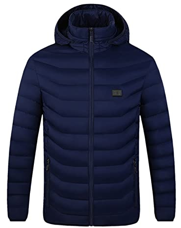 Winterjacke Herren Übergangsjacke Herrenmantel Thermojacke Steppjacke Leicht Übergrößen Winterparka Mit Reissverschluss Laufjacke Wasserdicht Atmungsaktiv (Blau, XXL)