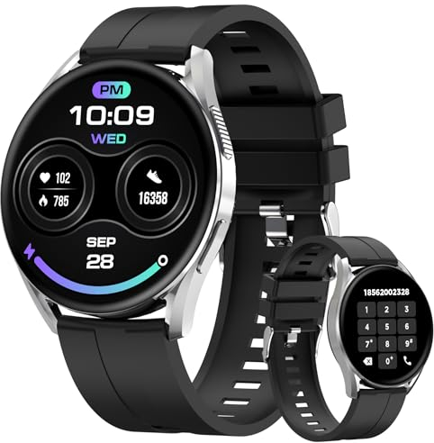 Bebinca Smartwatch 1,43'' AMOLED-Bildschirm, Anruffunktion, Fitness Tracker mit über 100 Sportmodi, SpO2, Herzfrequenz- und Schlafmonitor, IP68 wasserdicht, kompatibel mit iPhone und Android(Schwarz)