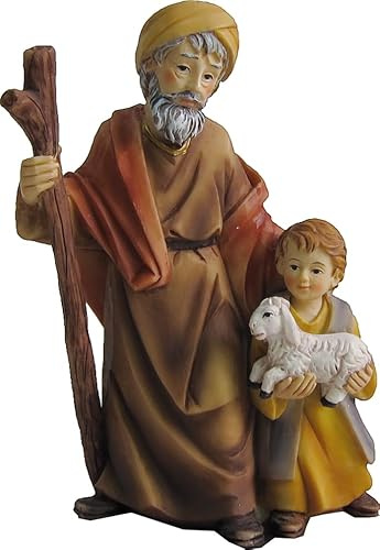 FADEDA Alter Mann mit Junge/Höhe:14 cm/handbemalt/detailgetreue Krippen Figuren - Weihnachten Tisch Dekoration Krippe Zubehör