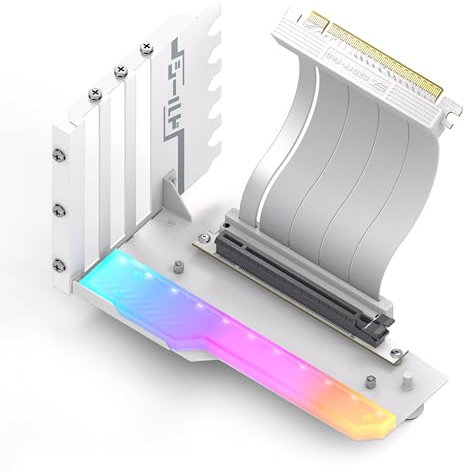 EZDIY-FAB Vertical GPU Mount with High-Speed PCIE 4.0 Riser Cable, ARGB Module, 115mm/4.52in Flexible Extension, 90 Degree Connector, Only Compatible to Full-Opened PCIe Slots-White-YIHPI344-3
