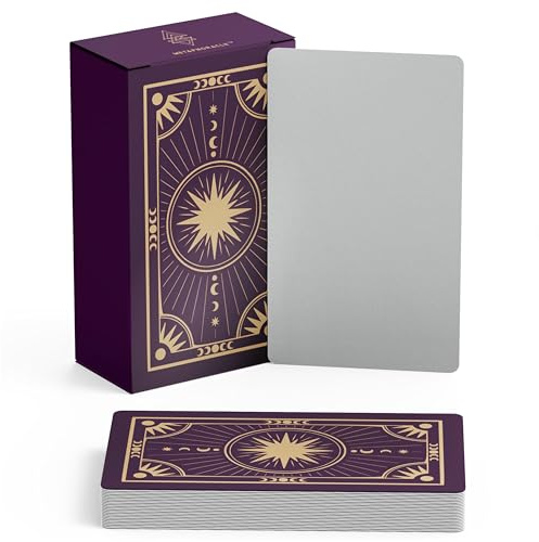 Metaphoracle Créez vos propres cartes Oracle – Cartes de tarot vierges à faire soi-même – Lot de 80 cartes Oracle vierges avec motif feuille d'or céleste – Taille standard de la carte de tarot 12,1 x