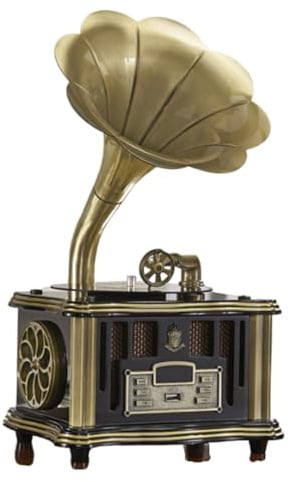 Klassischer Retro-Plattenspieler, Vinyl-Grammophon, Subwoofer-Lautsprecher, Bluetooth-Phonograph, FM-Radio, HiFi-Musikbox, Heimdekoration,Black