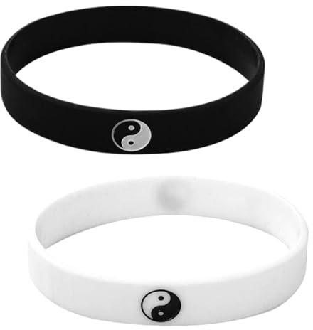 WKRTDY Ensemble Taï Chi en Silicone (2 pièces) avec Breloques Feng Shui - Bracelet Jonc pour Homme et Femme - Gel de Silice de Qualité Supérieure