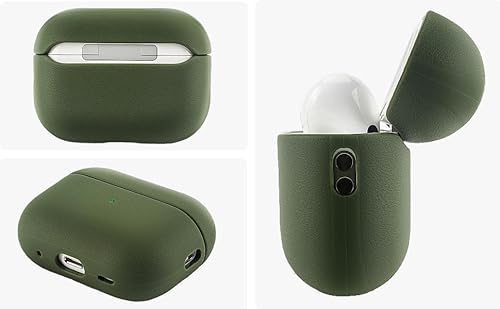 Teyomi TPU Hülle Kompatibel mit AirPods 3. Generation mit Reinigungsset, Schutzhülle Kompatibel mit Airpods 3 Hülle mit Handschlaufe, Leder-Touch-Design für Airpods 3 Case(Dunkelgrün)