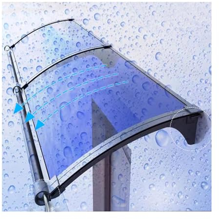 Vordach für Haustür,Pultbogenvordach,Pultvordach,UV-Regen-Schnee-Schutz Vordach für Eingangstür,Wandhalterung Aluminium,Großes Waschbecken Vordach Haustürvordach (Size : 150x330cm/59x130in)