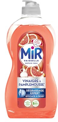 Mir Vaisselle - Vinaigre & Pamplemousse - Dégraissage Expert - Efficace à Froid - Vinaigre Blanc - Sans Conservateurs - Sans Allergènes Parfum - Marque Préférée des Français - Bouteille de 450 ml