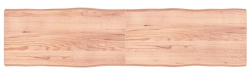 Gecheer Tischplatte,Holzplatte Holztischplatte für Tisch Esstisch Couchtisch,Massivholzplatte mit Baumkante,Ersatztischplatte 200 x 50 x 6 cm (L x B x H) Scharnierdesign,Massivholz Eiche Behandelt