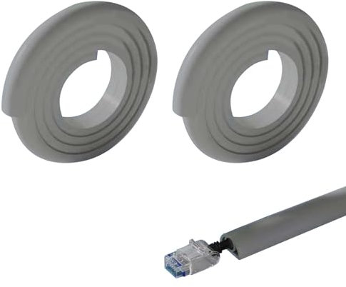 Xafrstyu Cable Trunking Kit, Electrical Cable Trunking with Self Adhesive, Trunking for TV Cables, Decorative Self-Adhesive Cable Cover (2M,Grey)
