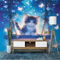 3D Fototapete Fantasy-Tier-Katzen-Schmetterling Tapete Fototapeten, Blau Vliestapeten 200 x 140 cm (WxH) Wandtapete Moderne Wand Dekorieren für Schlafzimmer Wohnzimmer