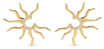 SINGULARU - Sole Mio Ohrringe. Messing mit 18 Kt Vergoldeter Beschichtung. Schmuck für Damen.