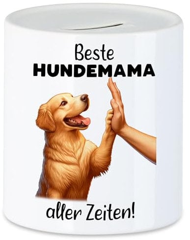 Hey!Print Beste Hundemama Aller Zeiten Golden Retriever High Five Spardose - Tolle Geschenkidee