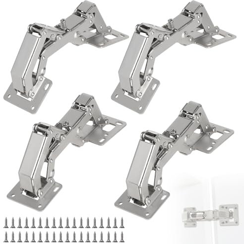 EFUTURETIME 4 x Charniere Gond Porte Placard 175° avec Amortisseur Hydraulique, Soft Close Charnière de Meubles à 36 Vis avec Amortisseur Hydraulique