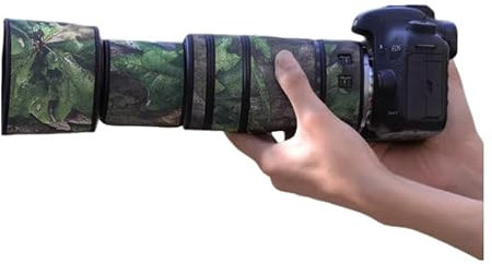 CHASING BIRDS Rivestimento impermeabile mimetico per obiettivo Canon RF 100-400 mm F5.6-8 IS USM (verde foglia mimetica, con estensore RF 2X)