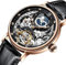 HFWXYSA Self-Winding Analogico Sport Marca Popolare Uomo Automatico Meccanico in Acciaio Inox E Pelle Business Orologio da Polso Scheletro Data Fase Lunare Luminoso Impermeabile,Rose Gold