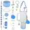 POFIBO Stanley Cup Accessori Set - Nastro per Presa della Bottiglia Acqua, Stivale per Coppa Siliocne, Charms Bicchiere per Stanley Cup 40oz (Blu)