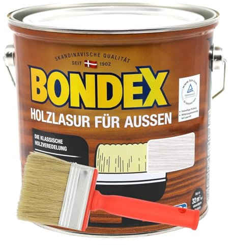 2,5l Bondex Holzlasur für Aussen plus Flächenstreicher (kalkweiss)