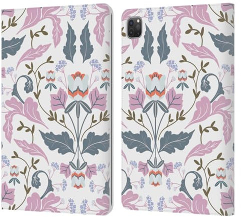 Head Case Designs Offizielle Anis Illustration Viktorianisches Verspiegeltes Rosa Blumen Und Blätter Leder Brieftaschen Handyhülle Hülle Huelle kompatibel mit Apple iPad Pro 11 2020/2021 / 2022
