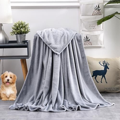 GAIFNAG Kuscheldecke Flauschig 200 x 300 cm Baumwollmix Weich, Warm & Waschbar Dicke Sofadecke Couchdecke für Tiefen Schlaf Und Bessere Erholung, Hellgrau