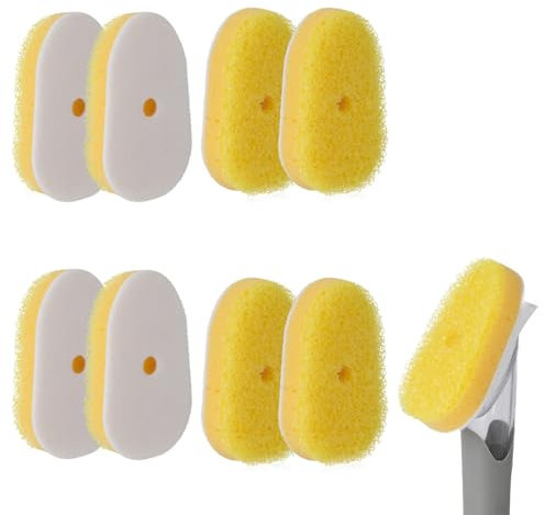 Dish Wand Sponge Refills for Scrub Daddy Dish Daddy - 8 Packs Replacement Heads for Dish Sponge with Handle, Non Scratch Dish Washing Scrubbers, Ideal for Kitchen Cleaning, Yellow (Only Sponge Heads)