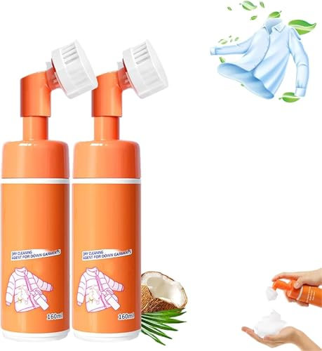 FQQPMS Dry Cleaning Agent with Brush Head for Down Jacket,Down Garments Quick Wash Free Cleaning Agent,Wash-Free Clothing Foam Spray,Multi-Purpose Stain Dry Cleaner,One Wipe to Cleaning