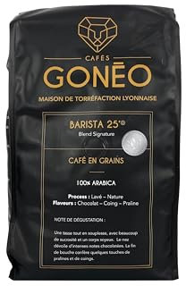 CAFÉS GONÉO - Café En Grains - Barista 25' - 100% Arabica - Notes de Chocolat, Praliné & Coing - Doux et gourmand - Moments détente - 1 kg