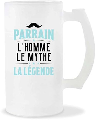 Verre à Bière Parrain la Légende 2 | Chope de Bière Pinte | Idée Cadeau Humour Original Noël Anniversaire Baptême Famille Parrainage