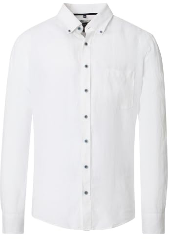 CASAMODA Leinenhemd Uni Casual Fit Weiß L