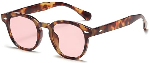 LHSDMOAT Retro Depp-Stil Round Sonnenbrille Herren Damen - Vintage 70er Jahre UV400-Schutz sunglasses für Fahrten, Reisen & Outdoor Aktivitäten