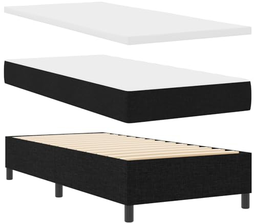 vidaXL Boxspringbett mit Matratze Schwarz 80 x 200 cm Stoff, Schlafzimmer Komfortstück, modernes rechteckiges Bett, langlebige Schaumstoffmatratze, stilvolles Highlight zum Entspannen