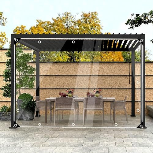 Plane Transparente mit Ösen, 0.3mm wasserdichte Durchsichtig Abdeckplane, wasserdichte Zeltplane, Plane Transparent für Außenbereich Gartenmöbel Pflanzen Gewächshaus (2.1x3m)