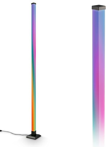 BRILONER - LED Stehlampe mit Fernbedienung, dimmbar, Musikfunktion, Gaming Lampe, Party Deko, Gaming Deko, Deckenfluter, Wohnzimmerlampe, Standleuchte, Stehleuchte, 150x12,5x12,5 cm, Schwarz