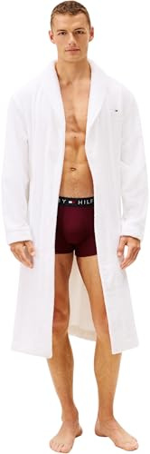 Tommy Hilfiger Herren Bademantel Towelling zum Binden, Weiß (Th Optic White), L