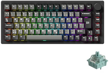 MonsGeek M1 V5 TMR Magnetic Keyboard, QWERTZ Layout, 8,000Hz Polling Rate, 2.4Ghz Wireless/BT 5.0/USB-C Wired, Aluminum Keyboard (Black & Silver, AstroAim Magnetic Switch)