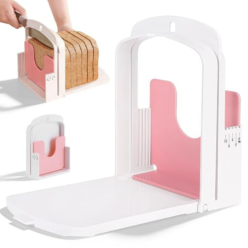 Bread Cutter Slicer, Manual Handheld, 5 Adjustable Cutting Mold Thicknesses | Homemade Bread Slicing Guide Cutter, Foldable Toast Slicing Tool for Slicing Baking Roast Sandwich Bagel Toast