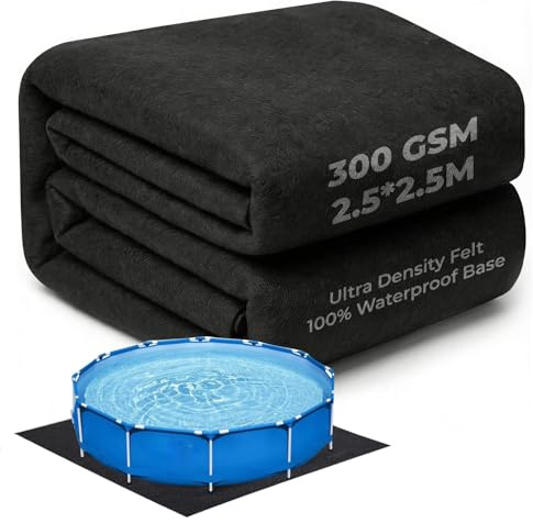 Pool Unterlage Outdoor 300g/m² - Filzgewebe Poolunterlage Bodenschutzmatte mit PE Folie - Poolmatten Schutzboden - Zuschneidbarer Whirlpool Unterlage - Rutschfeste Schwimmbecken Matte (250cm)