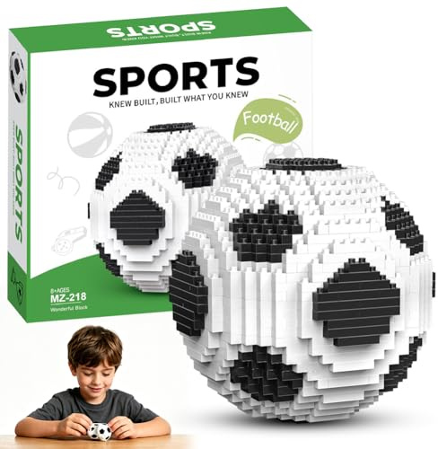 3D Fußball Bausteine Set 735 Teile Mit Anleitung, Kreatives Geschenke(Weiß) | Fußball Klemmbausteine Set, Mini Baustein Set, Bausteine Dekorationen, Geschenke für Fußballfans Erwachsene & Jugendliche