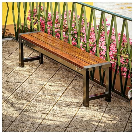HOFUNTRE Parkbank Wetterfest, Gusseisenrahmen, Einteilige Verstärkte Konstruktion, Umweltfreundliche Lackierung auf Wasserbasis, Ideal für Garten, Veranda und Balkon(150x30x43cm/59x12x17in)