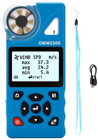 GOWENIC Medidor de Flujo de Aire de Medidor de Viento Portátil |Anemómetro Digital con Control de Aplicaciones 7 Funciones 8000 Almacenamiento de Datos Apagado Automático para Navegar y Surfear