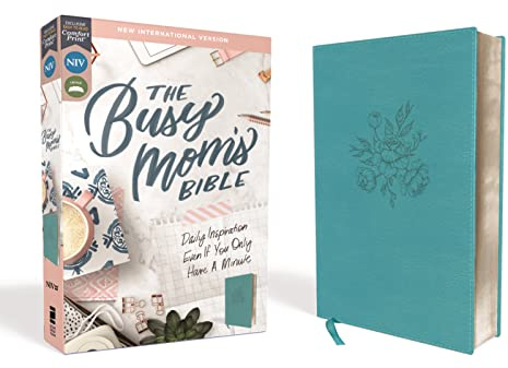 NIV, The Busy Mom's Bible, Leathersoft, Teal, Red Letter, Comfort Print: Daily Inspiration Even If You Only Have One Minute