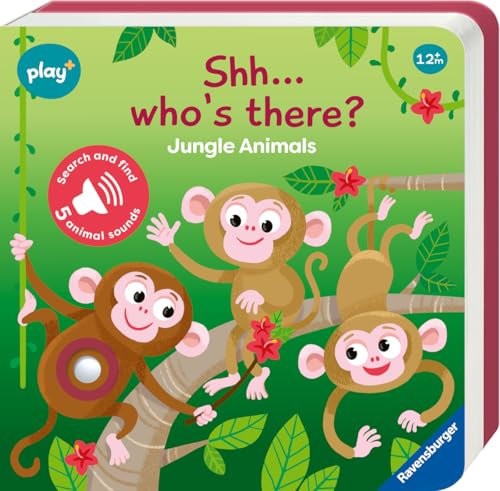 Ravensburger Play+ Shh… Who's there? Jungle Animals (My First Seek and Find Sound Book), Baby book 12+ months: Search and find