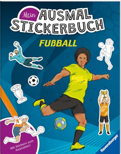 Ravensburger Mein Ausmalstickerbuch Fußball - Großes Buch mit über 300 Stickern, viele Sticker zum Ausmalen