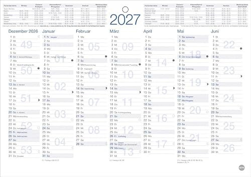 Tafelkalender A5 2027: Praktischer und neutraler Jahresplaner für den Schreibtisch oder die Wand. Terminplaner im kompakten Format mit Vorder- und Rückseite. Schlichter Jahres-Überblick
