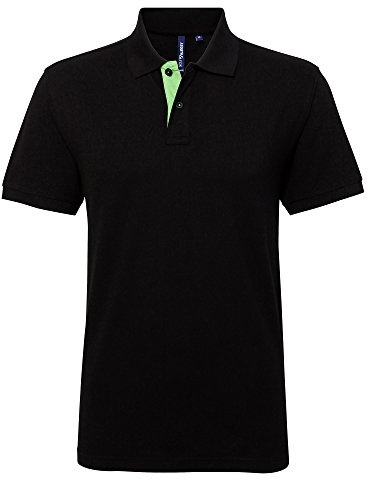 Asquith & Fox Men's Asquith and Fox Men's Classic Fit Contrast Polo Regular Fit Short Sleeve Polo Shirt, Multicolour (Black/Lime 000), XXX-Large (Manufacturer Size:3XL)