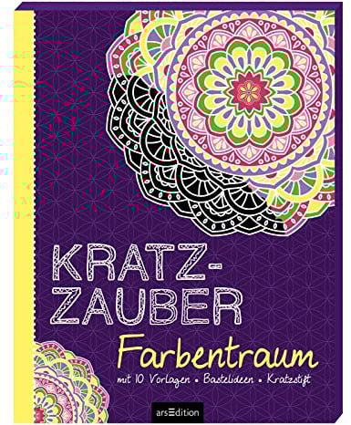 Kratzzauber Farbentraum: mit 10 Vorlagen, Bastelideen, Kratzstift (Malprodukte für Erwachsene)