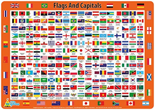 Little Wigwam Flags And Capitals Placemat, Multicolour
